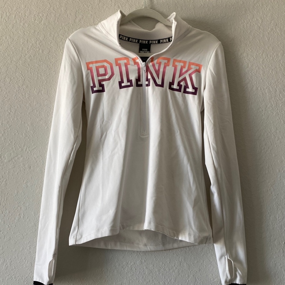 PINK white pull over, Size S